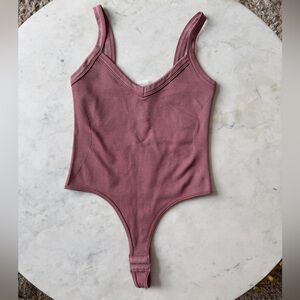 Women's Mauve Ribbed Bodysuit